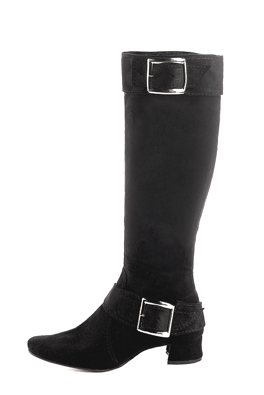 Matt black women's calf bracelets, to wear over boots. Top view - Florence KOOIJMAN